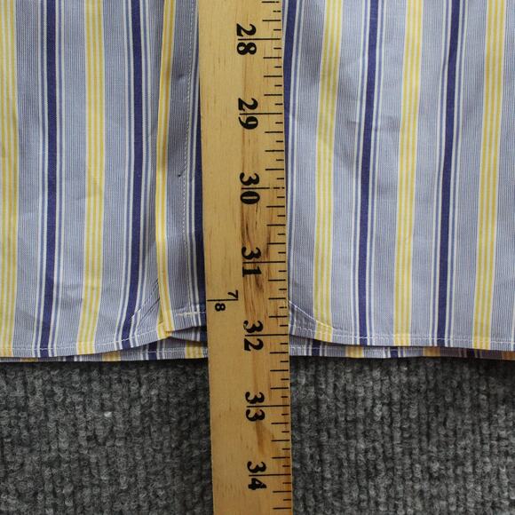 Turnbull Asser Shirt Men 17 43 Stripe French Cuff Button Up Blue Yellow Business - Picture 5 of 7